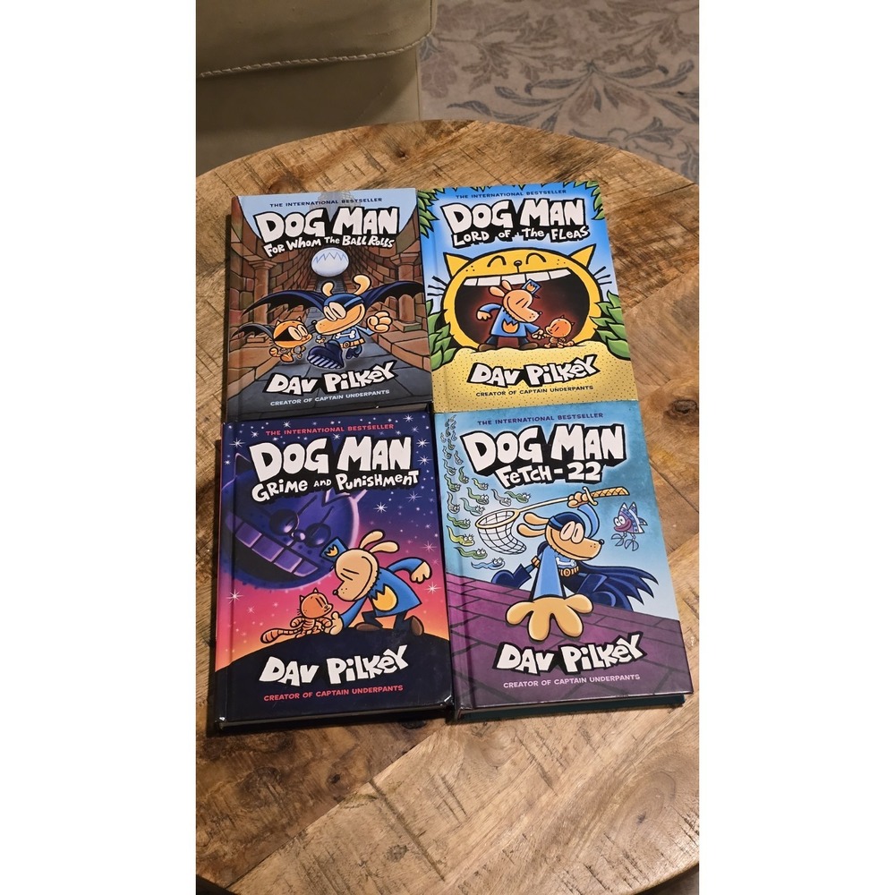 Dog Man ‎ Books Lot of 4 Hardcover Set By Dav Pilkey Graphic Novel Dogman Series